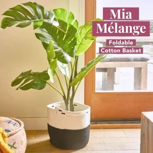 New! MIA MÉLANGE Foldable Cotton Basket Storage Pot Plant Holder Bathroom Baby